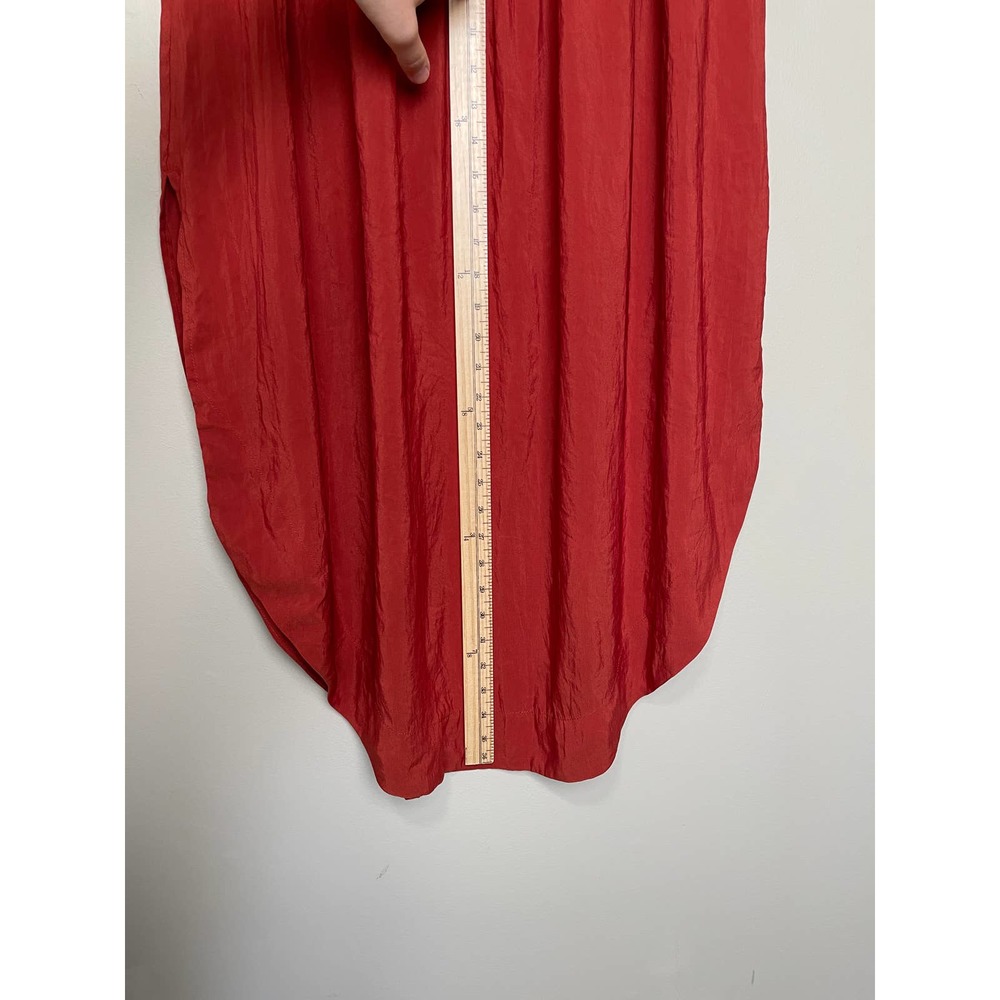 Beautiful H&M Round Hem Ruffle High Waist Slit Midi Skirt Silky Orange M - Picture 4 of 8